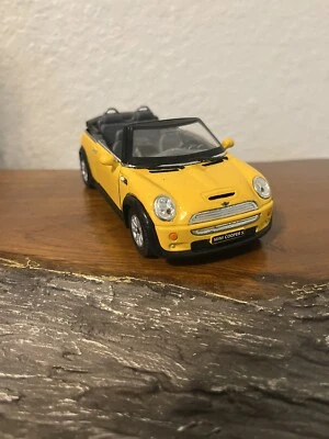 New 5" Kinsmart Mini Cooper S Convertible Diecast Model Toy Car 1:28 Yellow - Image 1 of 4