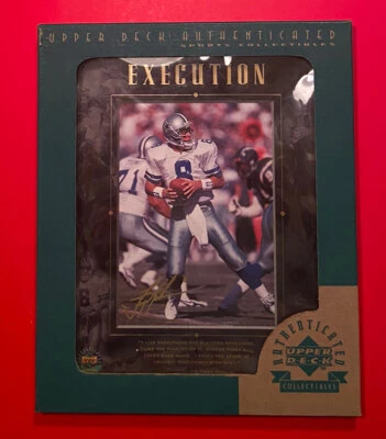 DALLAS COWBOYS TROY AIKMAN Facsimile Signed 8 X 10 Photo Plaque Upper Deck NFL - Image 1 of 4