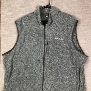 Eddie Bauer Men Vest T3XL Gray Fleece Full Zip Sleeveless Jacket Big Tall Pocket - Picture 1 of 8