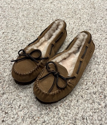 UGG Bella Shearling Mocassino Pantofole Mocassini Ballerine Taglia 5 Marrone Castagno