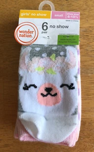 Wonder Nation Girl’s Llama Sloth No Show Socks 6 Pair Small Shoe Size 6-10.5 - Picture 1 of 5