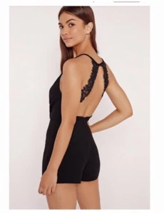 MISSGUIDED strappy 90s lace Neck crepe playsuit/romper in size 8 - Picture 1 of 3