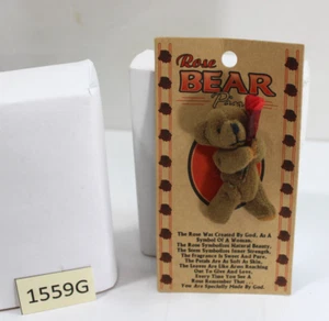 1998 NOVELTY 2" JOINTED BEAR PIN BROWN BEAR & RED ROSE, FLOCKED - Bild 1 von 7