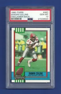 1990 Topps #467 Shawn Collins PSA 10 gemas como nuevo descargo de responsabilidad trasero 1 Falcons - Imagen 1 de 2