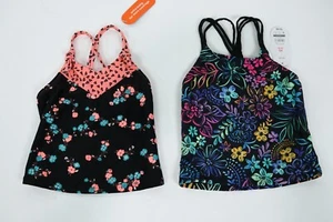 Girls Wonder Nation Lot 2 Multicolor Tankini Swimsuit Tops Size XS 4/5 NEW - Picture 1 of 4