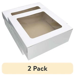 (2 pack) White Cake Box with Window, 11" x 11" x 4" - Picture 1 of 7