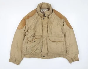 OUT BACK Mens Beige Puffer Jacket Size M Zip - Pockets - Picture 1 of 10