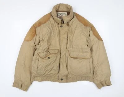 OUT BACK Mens Beige Puffer Jacket Size M Zip - Pockets - Image 1 of 4