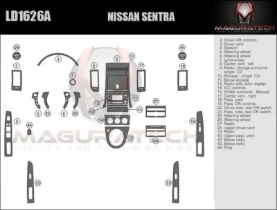 Kit de molduras de tablero de madera premium medio para Nissan Sentra 2010-2012 Foto 1 de 3
