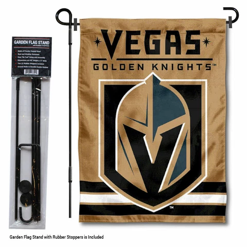 Vegas Golden Knights Gold Garden Flag and Yard Pole Stand Included Cover