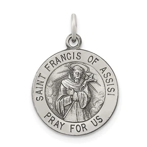 Silver Antiqued Saint Francis of Assisi Medal QC5726 - Picture 1 of 4