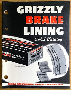 1957-1958 ASBESTOS GRIZZLY BRAKE LINING vintage automotive catalog PAULDING OHIO - Picture 1 of 8
