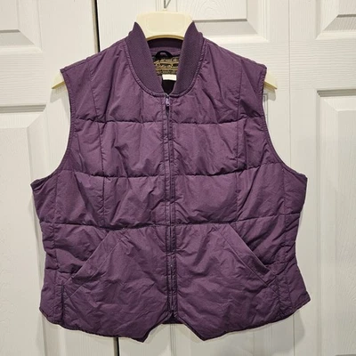 Vintage 1980s Eddie Bauer Goose Down Puffer Vest Womens L Purple Zip-Up Pockets - Image 1 of 4