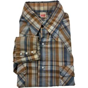Levi’s Vintage Pearl Snap Plaid Long Sleeve Shirt Men’s Size Large Western - Picture 1 of 6