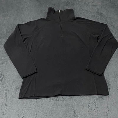 Columbia 抓绒毛衣女式 XL 黑色 Glacial III 1/2 拉链模拟领套衫 — 第 1/4 张图片