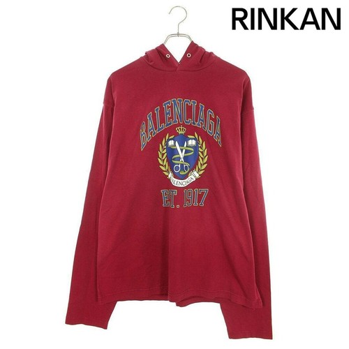 Felpa con cappuccio Balenciaga 21AW 674685 TLV89 Distressed College stampa logo uomo 2 usata 6c