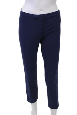 Theory 女式拉链飞中腰打褶直筒裤海军蓝 0 码 — 第 1/4 张图片