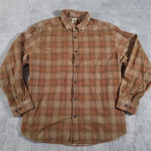 Territory Ahead Shirt Mens 2XL Brown Orange Plaid Long Sleeve Corduroy - Picture 1 of 10
