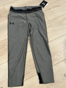 NWT Girls Under Armour Leggings Youth Medium Grey - Picture 1 of 3