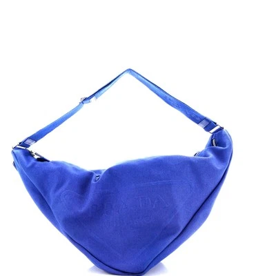 Prada Triangle Logo Zip Crossbody Bag Embossed Canvas Large - Image 1 of 4