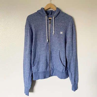 Vintage Y2K DC Shoes Skate Full Zip Hoodie Jacket Heathered Blue Large - Image 1 of 4