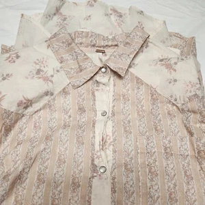 Camisa Free People Mediana Floral Perla Occidental A Presión Boho Granny - Imagen 1 de 9