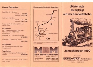 Kandertalbahn Prospekt aus 1990 mit Fahrplan - Bild 1 von 2