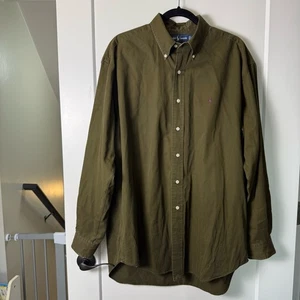 Camisa de vestir Ralph Lauren Blake 100 % algodón manga larga abotonada verde oliva L - Imagen 1 de 5