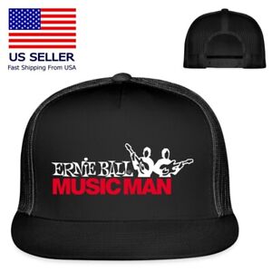 Ernie Ball Music Man Guitar Symbol Logo Printed Black Trucker Hat Adult Size