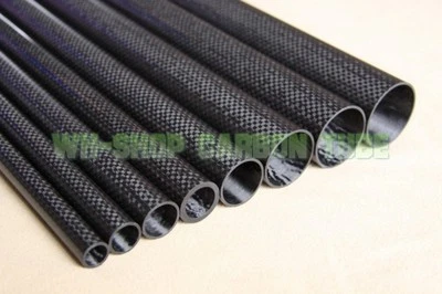 2PCS 3k Carbon Fiber Tube OD 11mm x ID 9mm x Length 500mm(Roll Wrapped) Tubing - Image 1 of 4
