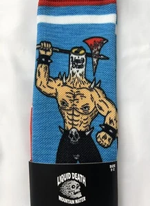 Liquid Death Murder Your Thirst Varsity Murderface Classic Crew Sock Sz 9-12 NEW - Picture 1 of 4