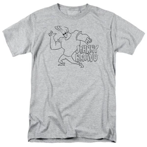 Johnny Bravo JB Line Art T Shirt Mens Licensed Cartoon Merchandise Gray - Picture 1 of 2