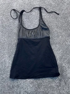 Lululemon Yoga Top Donna Nero Halter Tank Collo Cravatta Reggiseno Imbottito Integrato - Foto 1 di 10