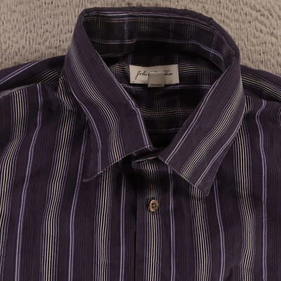 Camisa John W Nordstrom Para Hombres 2XL Púrpura Rayas 100% Algodón Abotonada Manga Larga Foto 1 de 4
