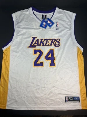 NUEVA Camiseta Reebok Kobe Bryant #24 Los Angeles Lakers Para Hombre 2XL Blanca Nueva Estampada Foto 1 de 4