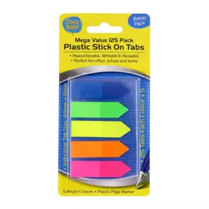125x Sticky Flags Note 5 Colours Writable Reusable Office School Home 44x12mm - Picture 1 of 1