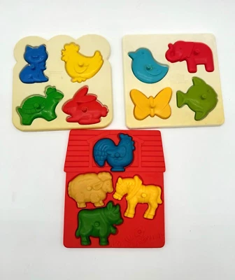 3 个婴儿婴儿学习拼图 Evenflo 和第一年活动玩具农场谷仓 — 第 1/4 张图片