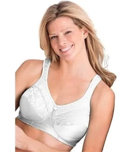 Unworn 48G White COMFORT CHOICE EASY ENHANCER Jacquard WireFree Soft BRA Lace - Picture 1 of 11