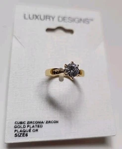 Luxury Designs Cubic Zirconia Goldplated Ring. Size 8. - Picture 1 of 6