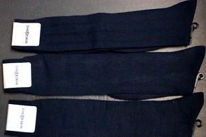 3 pair Knee high Socks Men's  Over the Calf Cotton Blend Socks NAVY Blue WR - Picture 1 of 6