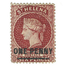 1868 ST. HELENA STAMP SC #18 OVERPRINT 1 PENNY ON 6 PENCE