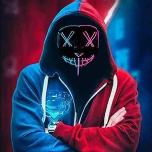 LED Neon Stitches Mask Wire Light Up Purge Halloween Costume Masks Cosplay - Picture 1 of 6