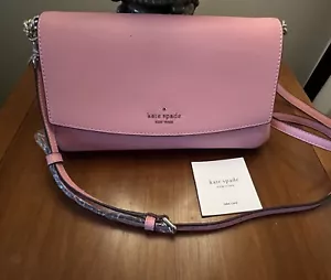 NWT Kate Spade New York Laurel Way 2-1 Crossbody & Clutch Pale Pink Purse 11"x6" - Picture 1 of 23