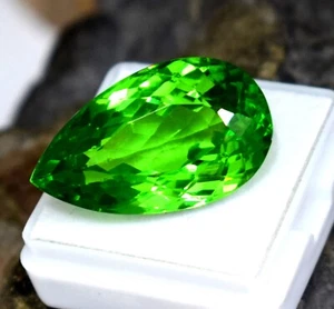 Egyptian 47.85 Ct Certified Natural Green Peridot Pear Cut Loose Gemstone - Picture 1 of 9