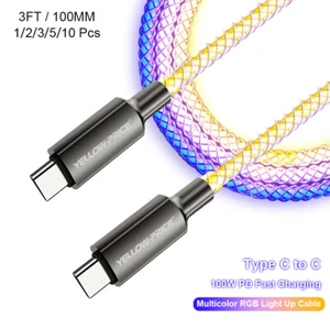 Visible Light Up RGB Shining Type C to Type C Charging Cable Support PD 100W - Picture 1 of 12