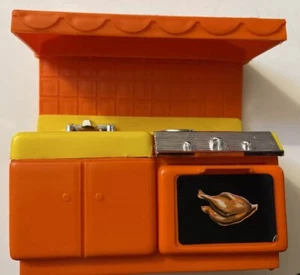 Vintage Remco 1966 Heidi & Jan Doll Kitchen Sink Stove Furniture Orange - Picture 1 of 5