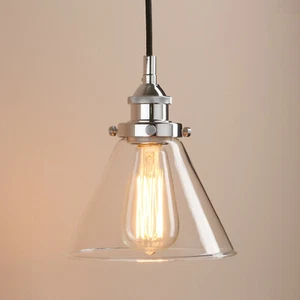 Vintage Industrial Pendant Light Clear Glass Shade Loft Kitchen Ceiling Lamp - Picture 1 of 50