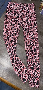 Justice Sz 16 Candy Cane Christmas Holiday Leggings Ted White Guc - Picture 1 of 6