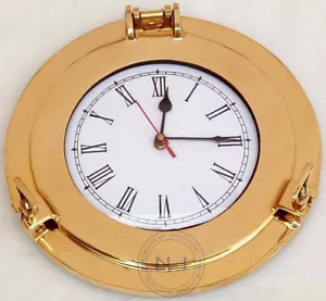 Reloj de pared de ventana de barco de 10" decoración del hogar náutico marino latón barco ojo de buey - Imagen 1 de 2