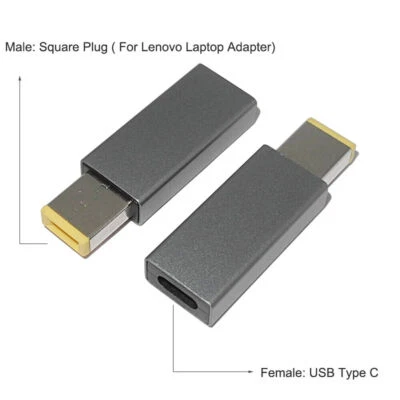 USB-C Female to 10*6mm Square Tip Male Adapter PD Connecter for Lenovo Laptop - Image 1 of 4